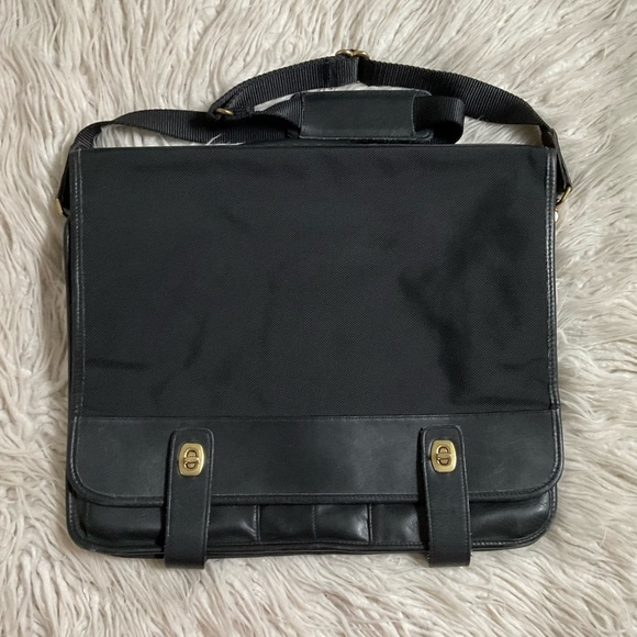 Coach Handbags - Coach Vintage Nylon Leather Trim Black Briefcase Messenger Laptop Travel Bag OS